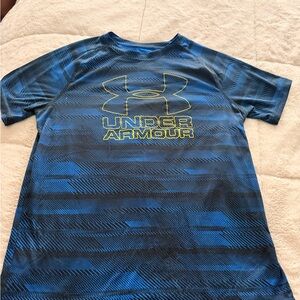 Under Armour Blue & Black Boys' Graphic Performance Tee with Neon Logo